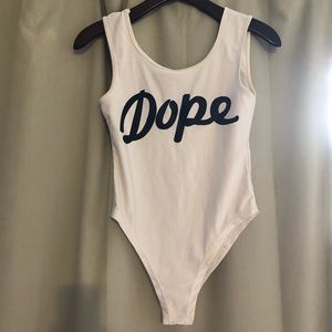 White DOPE bodysuit